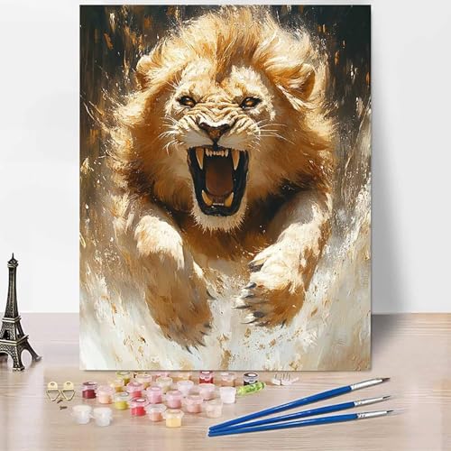 Malen Nach Zahlen Erwachsene Tier Malen Nach Zahlen LöWe, DIY Set Erwachsene Anfänger Mit 3 - Pinseln und Acrylfarbe, Handgemalt Ölgemälde für Frauen, Deko Wohnzimmer 70x95cm Ohne Rahmen -XY71C von Generic