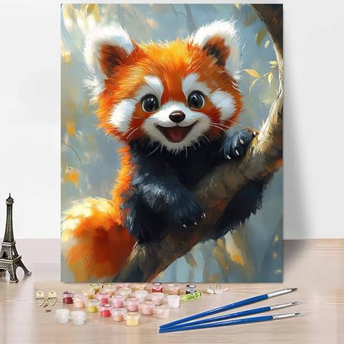 Malen Nach Zahlen Erwachsene Tier Malen Nach Zahlen Panda, DIY Set Erwachsene Anfänger Mit 3 - Pinseln und Acrylfarbe, Handgemalt Ölgemälde für Frauen, Deko Wohnzimmer 40x50cm Ohne Rahmen -XY40U von Generic