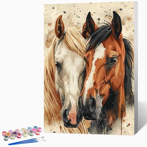 Malen Nach Zahlen Erwachsene Tier Malen Nach Zahlen Pferd, Bastelset Erwachsene Mit 3-Pinseln Und Acrylfarbe, DIY Handgemalt öLgemäLde Kit FüR Geschenke, Zimmer Deko 70 x 95 cm Ohne Rahmen -LKF079886 von Generic
