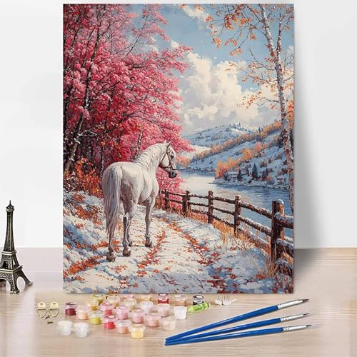 Malen Nach Zahlen Erwachsene Tier Malen Nach Zahlen Pferd, DIY Set Erwachsene Anfänger Mit 3 - Pinseln und Acrylfarbe, Handgemalt Ölgemälde für Frauen, Deko Wohnzimmer 70x95cm Ohne Rahmen -XY983 von Generic