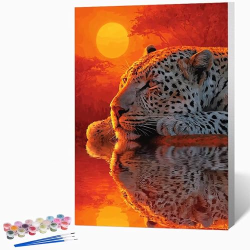 Malen Nach Zahlen Erwachsene Tier Malen Nach Zahlen Tiger, Bastelset Erwachsene Mit 3-Pinseln Und Acrylfarbe, DIY Handgemalt öLgemäLde Kit FüR Geschenke, Zimmer Deko 50 x 65 cm Ohne Rahmen -LKF07878F von Generic