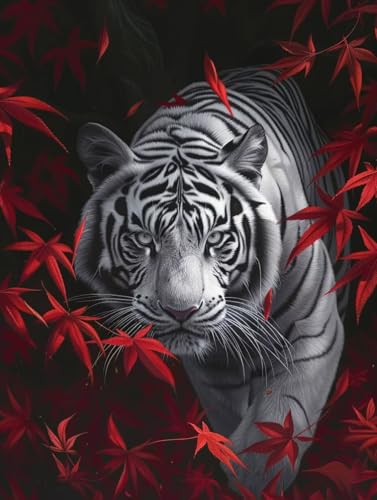 Malen Nach Zahlen Erwachsene Tiger, Malen Nach Zahlen Ahornblatt, Paint by Numbers Bastelset Erwachsene DIY Handgemalt Ölgemälde Leinwand Kits für Wanddeko, Geschenke für Frauen 100x130cm 4-8881 von Generic