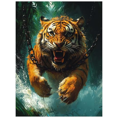 Malen Nach Zahlen Erwachsene Tiger Malen Nach Zahlen Kinder, DIY Set Erwachsene mit Pinselset Acrylfarben Set Leinwand zum Bemalen 40x55cm, Tier Paint by Numbers Deko wohnzimmer Geschenke 8YH-2005 Malen Nach Zahlen Erwachsene Tiger Malen Nach Zahlen Kinder, DIY Set Erwachsene mit Pinselset Acrylfarben Set Leinwand zum Bemalen 40x55cm, Tier Paint by Numbers Deko wohnzimmer Geschenke 8YH-2005 von Generic