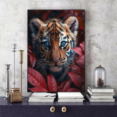 Malen Nach Zahlen Erwachsene Tiger Malen Nach Zahlen Tier, DIY Set Erwachsene Paint by Numbers mit 3 Pinsel und Acrylfarben für Zimmer Deko Wohnzimmer, Geschenke für Frauen 50 X 65 CM -bby25061Y von Generic