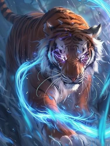 Malen Nach Zahlen Erwachsene Tiger Malen Nach Zahlen Tier, Painting by Numbers, DIY Basteln Erwachsene Handgemalt Ölgemälde Set Mit Pinseln und Acrylfarbe für Zimmer Deko Geschenke 50x65cm 8-1328 von Generic