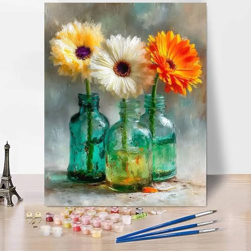 Malen Nach Zahlen Erwachsene Vase Malen Nach Zahlen Blume, DIY Set Erwachsene Anfänger Mit 3 - Pinseln und Acrylfarbe, Handgemalt Ölgemälde für Frauen, Deko Wohnzimmer 30×40cm Ohne Rahmen -XY84C Malen Nach Zahlen Erwachsene Vase Malen Nach Zahlen Blume, DIY Set Erwachsene Anfänger Mit 3 - Pinseln und Acrylfarbe, Handgemalt Ölgemälde für Frauen, Deko Wohnzimmer 30×40cm Ohne Rahmen -XY84C von Generic
