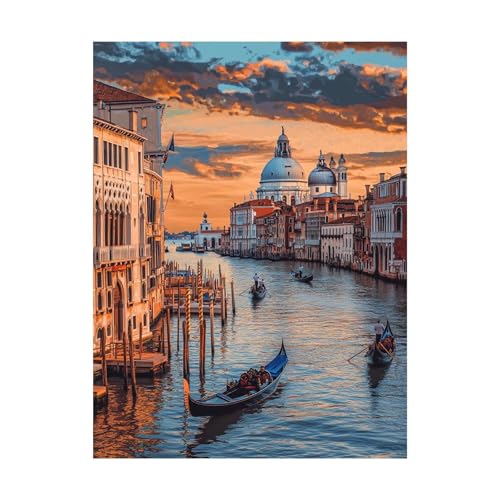 Malen Nach Zahlen Erwachsene Venedig DIY Set Erwachsene mit Leinwand zum Bemalen Stadt 135 x 100 CM 36 Farben Acrylfarben Set und Pinsel, Malen Nach Zahlen Kinder für Zimmer Deko Geschenke 2YH-10194 von Generic