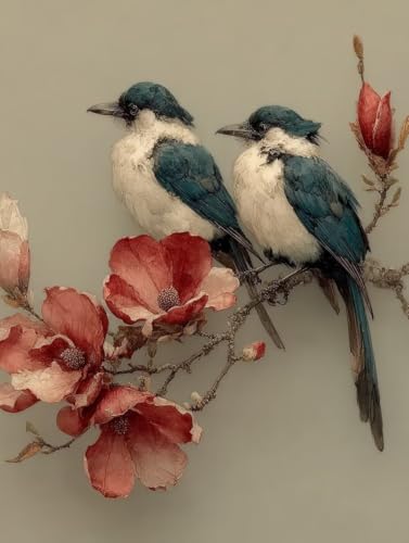 Malen Nach Zahlen Erwachsene Vogel, DIY Basteln Erwachsene Leinwand Kit für Wanddeko, Blume Malen Nach Zahlen Mit Pinseln und Acrylfarbe, DIY Paint by Numbers, Geschenke für Frauen, 100x135cm D-4220 von Generic