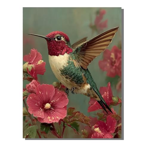 Malen Nach Zahlen Erwachsene Vogel, Groß DIY Malen Nach Zahlen Kolibri, Anfänger Frauen Bastelset, Pinsel und 36 Acrylfarbe, Paint by Numbers Basteln für Wand Dekor Geschenk 100x135cm ZBSWK91 von Generic