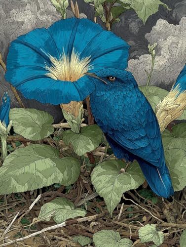 Malen Nach Zahlen Erwachsene Vogel, Malen Nach Zahlen für Zimmer Deko, DIY Basteln Erwachsene Leinwand Kit, Blume Paint by Numbers Kits Mit Pinseln und Acrylfarbe, Geschenke, 100x135cm 5-8427 von Generic