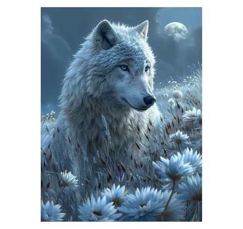 Malen Nach Zahlen Erwachsene Wolf DIY Set Erwachsene mit Leinwand zum Bemalen Blume 135x100cm 36 Farben Acrylfarben Set Pinsel, Malen Nach Zahlen Kinder für Zimmer Deko Geschenke für Frauen YH2-1173 von Generic
