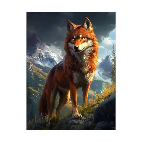 Malen Nach Zahlen Erwachsene Wolf DIY Set Erwachsene mit Leinwand zum Bemalen Schneeberg 135x100CM 36 Farben Acrylfarben Set und Pinsel, Malen Nach Zahlen Kinder für Zimmer Deko Geschenke 2YH-14804 von Generic