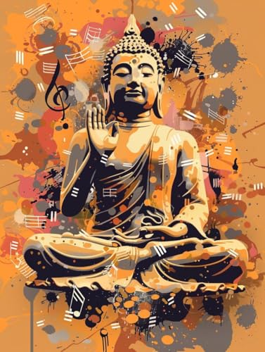 Malen Nach Zahlen Erwachsene Zen Malen Nach Zahlen Musik, Painting by Numbers, DIY Basteln Erwachsene Handgemalt Ölgemälde Set Mit Pinseln und Acrylfarbe für Zimmer Deko Geschenke 60x80cm 1-3876 von Generic