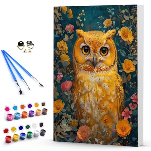 Malen Nach Zahlen Eule Blume Malen Nach Zahlen Kinde, Anfänger, Kreatives für Erwachsene Leinwand öLgemäld Kit, Mit 3 - Pinseln und Acrylfarbe, Frauen Home Deko Geschenk 100 x 135 cm -TL2503PV von Generic