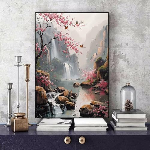 Malen Nach Zahlen Fallen Malen Nach Zahlen Erwachsene Landschaft DIY Paint by Numbers Bastelset Erwachsene Anfänger mit 3 Pinsel und Acrylfarben & Leinwand für Zimmer Deko 40x50cm -bby2506GW959 von Generic