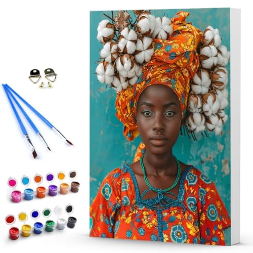 Malen Nach Zahlen Frau Baumwolle Malen Nach Zahlen Kinde, Anfänger, Kreatives für Erwachsene Leinwand öLgemäld Kit, Mit 3 - Pinseln und Acrylfarbe, Frauen Home Deko Geschenk (20x30cm) -TL25033U von Generic