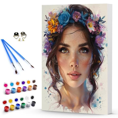 Malen Nach Zahlen Frau Blume Malen Nach Zahlen Kinde, Anfänger, Kreatives für Erwachsene Leinwand öLgemäld Kit, Mit 3 - Pinseln und Acrylfarbe, Frauen Home Deko Geburtstag Geschenk (70x95cm) -TL2503IG von Generic