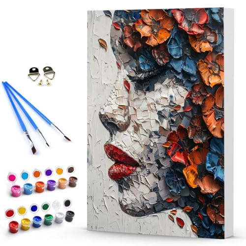 Malen Nach Zahlen Frau Blume Malen Nach Zahlen Kinde, Anfänger, Kreatives für Erwachsene Leinwand öLgemäld Kit, Mit 3 - Pinseln und Acrylfarbe, Frauen Home Deko Geschenk 100x135 cm -TL25036TAJ von Generic