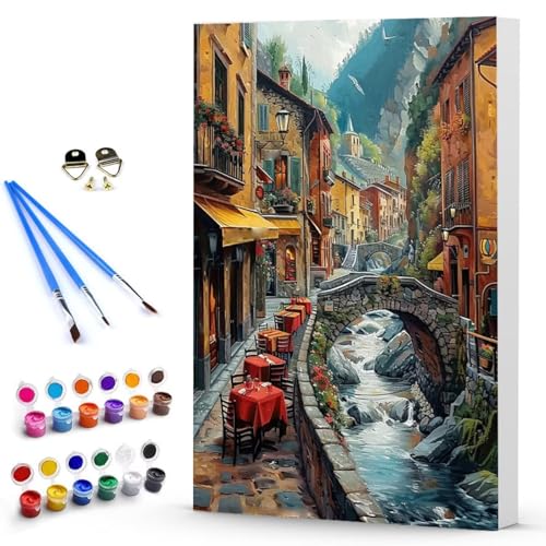 Malen Nach Zahlen Haus Landschaft Malen Nach Zahlen Kinde, Anfänger, Kreatives für Erwachsene Leinwand öLgemäld Kit, Mit 3 - Pinseln und Acrylfarbe, Frauen Home Deko Geschenk 30 x 40 cm -TL25036A von Generic