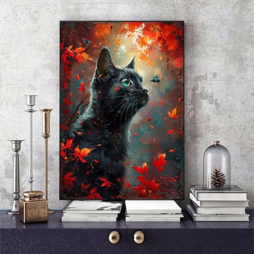 Malen Nach Zahlen Katze Malen Nach Zahlen Erwachsene Blatt DIY Paint by Numbers Bastelset Erwachsene Anfänger mit 3 Pinsel und Acrylfarben & Knitterfreie Leinwand für Zimmer Deko 20x30cm -bby2506TS von Generic