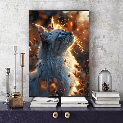 Malen Nach Zahlen Katze Malen Nach Zahlen Erwachsene Tier DIY Paint by Numbers Bastelset Erwachsene Anfänger mit 3 Pinsel und Acrylfarben & Knitterfreie Leinwand für Zimmer Deko 40 x 60cm -bby25062V von Generic