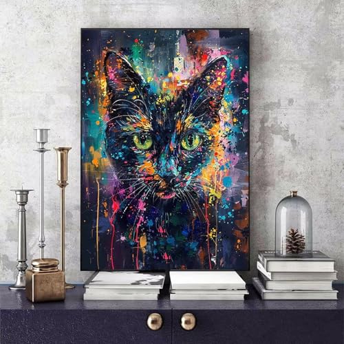 Malen Nach Zahlen Katze Malen Nach Zahlen Erwachsene Tier DIY Paint by Numbers Bastelset Erwachsene Anfänger mit 3 Pinsel und Acrylfarben & Knitterfreie Leinwand für Zimmer Deko 40x60cm -bby25065J von Generic