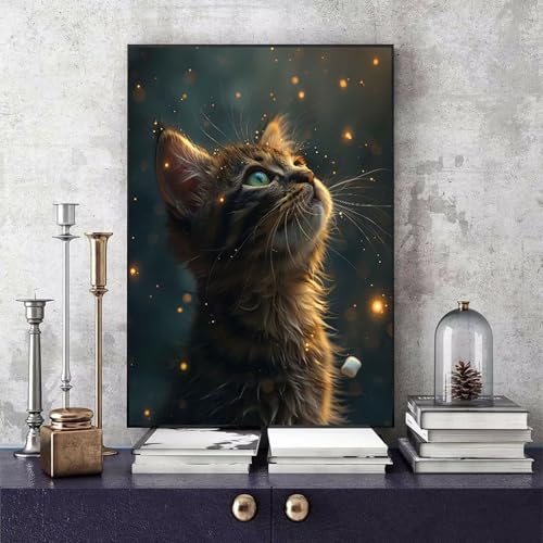 Malen Nach Zahlen Katze Malen Nach Zahlen Erwachsene Tier DIY Paint by Numbers Bastelset Erwachsene Anfänger mit 3 Pinsel und Acrylfarben & Knitterfreie Leinwand für Zimmer Deko 40x60cm -bby25067Y von Generic