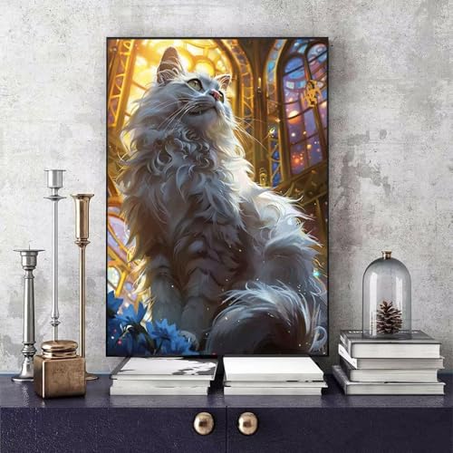 Malen Nach Zahlen Katze Malen Nach Zahlen Erwachsene Tier DIY Paint by Numbers Bastelset Erwachsene Anfänger mit 3 Pinsel und Acrylfarben & Knitterfreie Leinwand für Zimmer Deko 40x60cm -bby2506MN von Generic