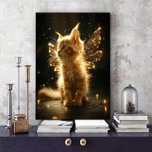 Malen Nach Zahlen Katze Malen Nach Zahlen Erwachsene Tier DIY Paint by Numbers Bastelset Erwachsene Anfänger mit 3 Pinsel und Acrylfarben & Knitterfreie Leinwand für Zimmer Deko 60x80cm -bby25062N von Generic