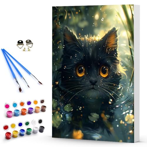 Malen Nach Zahlen Katze Tier Malen Nach Zahlen Kinde, Anfänger, Kreatives für Erwachsene Leinwand öLgemäld Kit, Mit 3 - Pinseln und Acrylfarbe, Frauen Home Deko Geschenk 20 x 30 CM -TL25033J3W von Generic