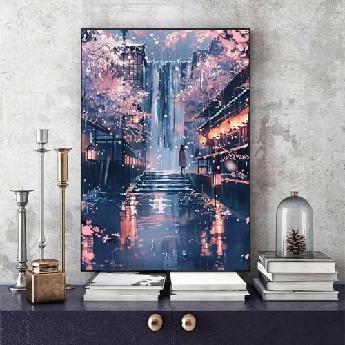 Malen Nach Zahlen Kirschblüten Malen Nach Zahlen Erwachsene Japan DIY Paint by Numbers Bastelset Erwachsene Anfänger mit 3 Pinsel und Acrylfarben & Leinwand für Zimmer Deko 100 x 135cm -bby2506D3 von Generic