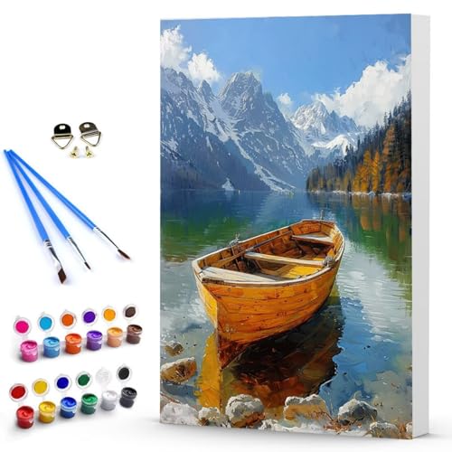 Malen Nach Zahlen Kleines Boot Landschaft Malen Nach Zahlen Kinde, Anfänger, Kreatives für Erwachsene Leinwand öLgemäld Kit, Mit 3 - Pinseln und Acrylfarbe, Home Deko Geschenk 100 x 135 cm -TL2503NJ von Generic