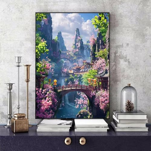 Malen Nach Zahlen Landschaft Malen Nach Zahlen Erwachsene Berg DIY Paint by Numbers Bastelset Erwachsene Anfänger mit 3 Pinsel und Acrylfarben & Leinwand für Zimmer Deko, Geschenke 40x60cm -bby25069U von Generic