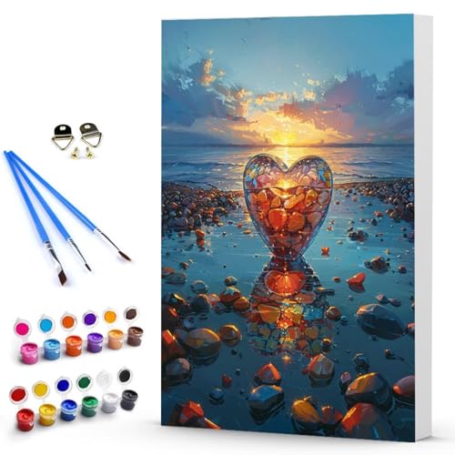 Malen Nach Zahlen Liebe Strand Malen Nach Zahlen Kinde, Anfänger, Kreatives für Erwachsene Leinwand öLgemäld Kit, Mit 3 - Pinseln und Acrylfarbe, Frauen Home Deko Geschenk (70x95cm) -TL25033O5 von Generic