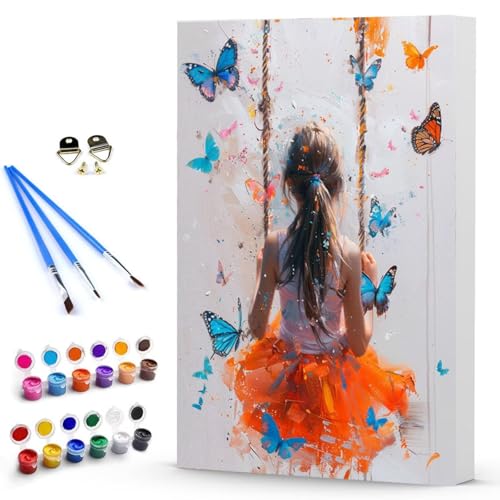 Malen Nach Zahlen MäDchen Schmetterling Malen Nach Zahlen Kinde, Anfänger, Kreatives für Erwachsene Leinwand öLgemäld Kit, Mit 3 - Pinseln und Acrylfarbe, Home Deko Geschenk (70x95cm) -TL25036C von Generic