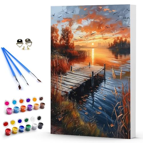 Malen Nach Zahlen MöWe Landschaft Malen Nach Zahlen Kinde, Anfänger, Kreatives für Erwachsene Leinwand öLgemäld Kit, Mit 3 - Pinseln und Acrylfarbe, Frauen Home Deko Geschenk 70 x 95 CM -TL2503N4 von Generic