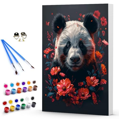 Malen Nach Zahlen Panda Blume Malen Nach Zahlen Kinde, Anfänger, Kreatives für Erwachsene Leinwand öLgemäld Kit, Mit 3 - Pinseln und Acrylfarbe, Frauen Home Deko Geschenk (70x95cm) -TL25030MP4 von Generic