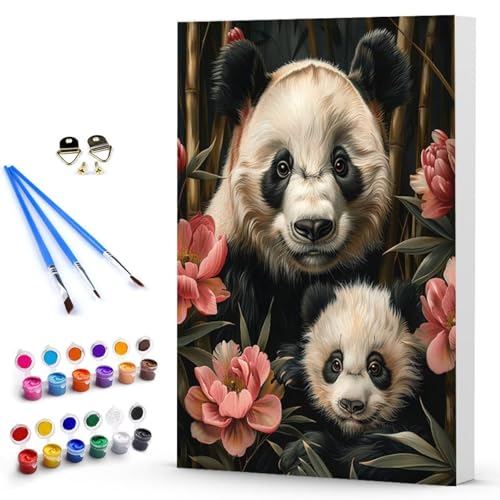 Malen Nach Zahlen Panda Blume Malen Nach Zahlen Kinde, Anfänger, Kreatives für Erwachsene Leinwand öLgemäld Kit, Mit 3 - Pinseln und Acrylfarbe, Frauen Home Deko Geschenk 100 x 135 cm -TL25033H von Generic