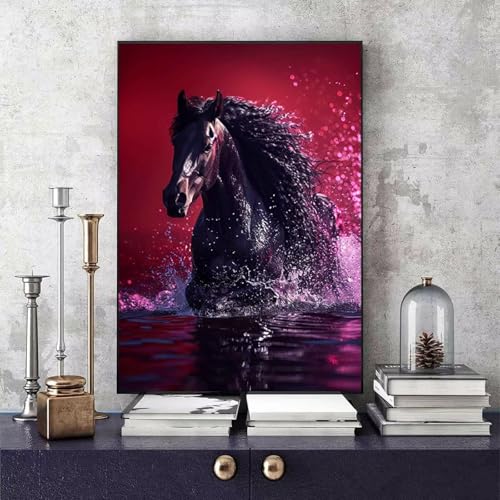 Malen Nach Zahlen Pferd Malen Nach Zahlen Erwachsene Tier DIY Paint by Numbers Bastelset Erwachsene Anfänger mit 3 Pinsel und Acrylfarben & Knitterfreie Leinwand für Zimmer Deko 20x30cm -bby25064R von Generic