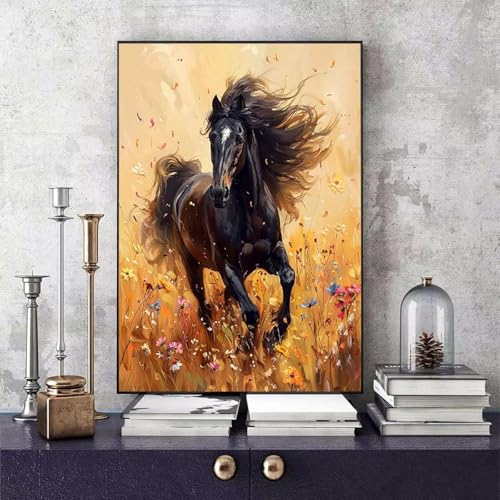 Malen Nach Zahlen Pferd Malen Nach Zahlen Erwachsene Tier DIY Paint by Numbers Bastelset Erwachsene Anfänger mit 3 Pinsel und Acrylfarben & Knitterfreie Leinwand für Zimmer Deko 30 x 40cm -bby2506BP von Generic