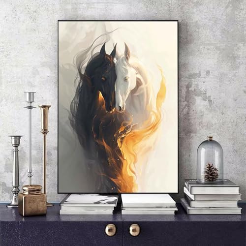 Malen Nach Zahlen Pferd Malen Nach Zahlen Erwachsene Tier DIY Paint by Numbers Bastelset Erwachsene Anfänger mit 3 Pinsel und Acrylfarben & Knitterfreie Leinwand für Zimmer Deko 40 x 60cm -bby25067N von Generic