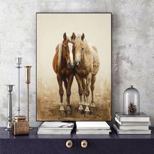 Malen Nach Zahlen Pferd Malen Nach Zahlen Erwachsene Tier DIY Paint by Numbers Bastelset Erwachsene Anfänger mit 3 Pinsel und Acrylfarben & Knitterfreie Leinwand für Zimmer Deko 40x60cm -bby25069I von Generic