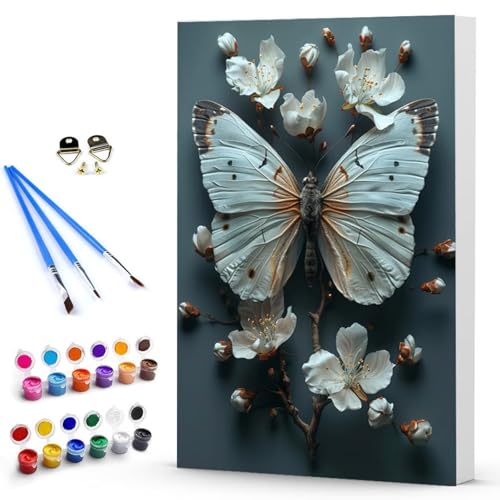 Malen Nach Zahlen Schmetterling Blume Malen Nach Zahlen Kinde, Anfänger, Kreatives für Erwachsene Leinwand öLgemäld Kit, Mit 3 - Pinseln und Acrylfarbe, Frauen Home Deko Geschenk (50x65cm) -TL2503DM von Generic