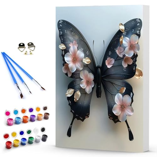 Malen Nach Zahlen Schmetterling Blume Malen Nach Zahlen Kinde, Anfänger, Kreatives für Erwachsene Leinwand öLgemäld Kit, Mit 3 - Pinseln und Acrylfarbe, Frauen Home Deko Geschenk 30 x 40 cm -TL2503R6 von Generic