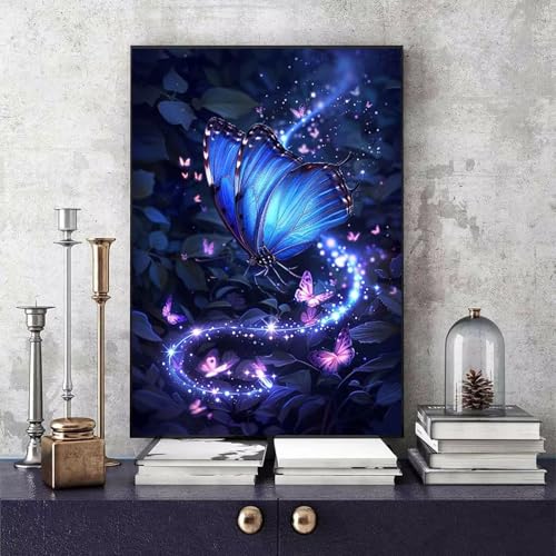 Malen Nach Zahlen Schmetterling Malen Nach Zahlen Erwachsene Blume DIY Paint by Numbers Bastelset Erwachsene Anfänger mit 3 Pinsel und Acrylfarben & Leinwand für Zimmer Deko 30x40cm -bby250608DI8 von Generic