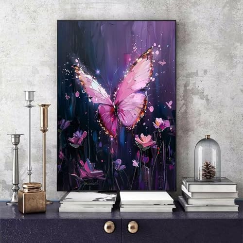 Malen Nach Zahlen Schmetterling Malen Nach Zahlen Erwachsene Blume DIY Paint by Numbers Bastelset Erwachsene Anfänger mit 3 Pinsel und Acrylfarben & Leinwand für Zimmer Deko 40x60cm -bby2506XV0EB von Generic