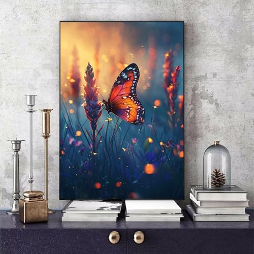 Malen Nach Zahlen Schmetterling Malen Nach Zahlen Erwachsene Tier DIY Paint by Numbers Bastelset Erwachsene Anfänger mit 3 Pinsel und Acrylfarben & Leinwand für Zimmer Deko 40x50cm -bby25062J5MQ von Generic