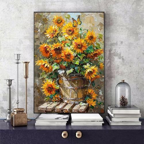 Malen Nach Zahlen Sonnenblume Malen Nach Zahlen Erwachsene Blume DIY Paint by Numbers Bastelset Erwachsene Anfänger mit 3 Pinsel und Acrylfarben & Leinwand für Zimmer Deko 20 x 30cm -bby25064B44M von Generic