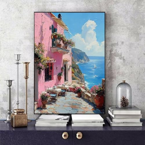 Malen Nach Zahlen Stadt Malen Nach Zahlen Erwachsene Landschaft DIY Paint by Numbers Bastelset Erwachsene Anfänger mit 3 Pinsel und Acrylfarben & Leinwand für Zimmer Deko, Geschenke 40x50cm -bby2506E5 von Generic