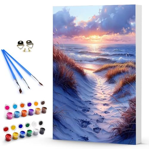 Malen Nach Zahlen Strand Landschaft Malen Nach Zahlen Kinde, Anfänger, Kreatives für Erwachsene Leinwand öLgemäld Kit, Mit 3 - Pinseln und Acrylfarbe, Frauen Home Deko Geschenk (70x95cm) -TL2503WF von Generic
